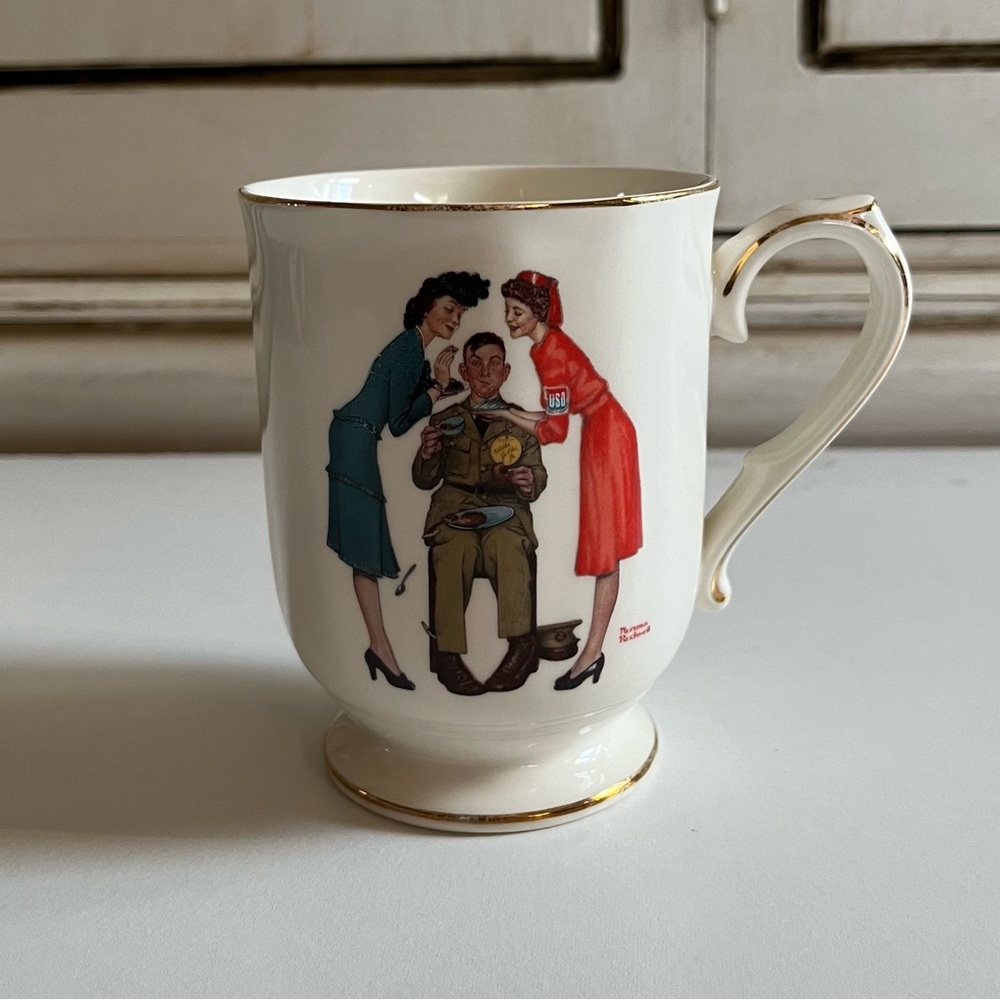 Vintage 1983 A Limited Edition Norman Rockwell “USO Volunteers” Feb 7, 1942 cup